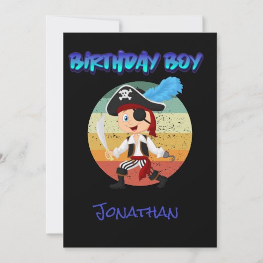 Invitation d'anniversaire de garçon pirate (Devant)