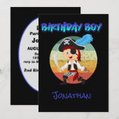 Invitation d'anniversaire de garçon pirate (Devant / Derrière)