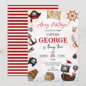 Invitation d'anniversaire de garçon pirate Ahoy (Devant / Derrière)