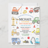 Invitation d'anniversaire de garçon pour camion de (Devant)