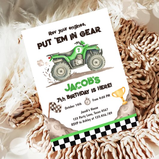 Invitation d'anniversaire de garçon pour Quad ATV