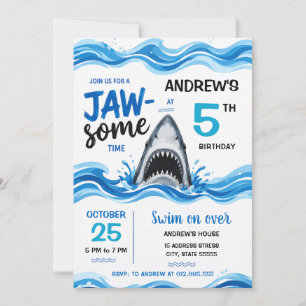 Invitation d'anniversaire de garçon requin personn