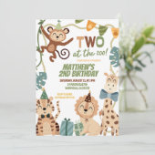 Invitation d'anniversaire de garçon TWO au zoo (Debout devant)