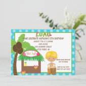 Invitation d'anniversaire de garçons bleus de (Debout devant)