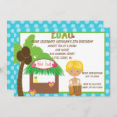 Invitation d'anniversaire de garçons bleus de (Devant / Derrière)