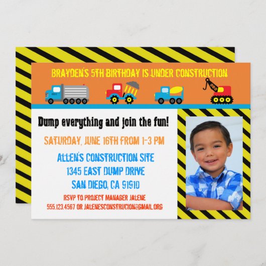 Invitation d'anniversaire de garçons de (Devant / Derrière)