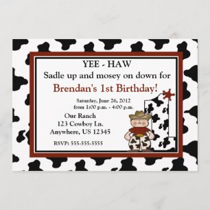 Invitation d'anniversaire de garçons de cowboy