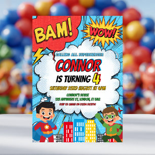 Invitation d'anniversaire de garçons super-héros