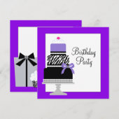 Invitation d'anniversaire de gâteau cupcake Zèbre (Devant / Derrière)