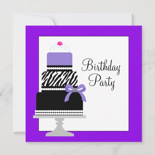 Invitation d'anniversaire de gâteau cupcake Zèbre (Devant)