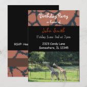 Invitation d'anniversaire de girafe (Devant / Derrière)