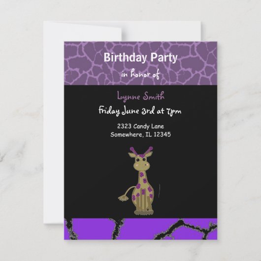 Invitation d'anniversaire de girafe (Devant)