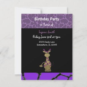 Invitation d'anniversaire de girafe