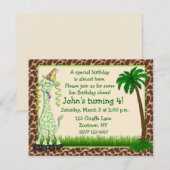 Invitation d'anniversaire de girafe (Devant / Derrière)