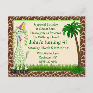 Invitation d'anniversaire de girafe