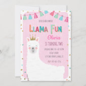 Invitation d'anniversaire de Girl Llama (Devant)