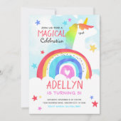 Invitation d'anniversaire de Girl Unicorn et Rainb (Devant)