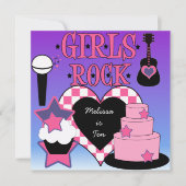 Invitation d'anniversaire de Girls Rock (Devant)
