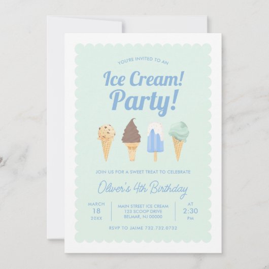 Invitation d'anniversaire de glace à la crème (Devant)