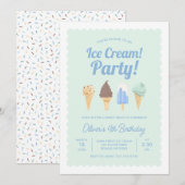 Invitation d'anniversaire de glace à la crème (Devant / Derrière)