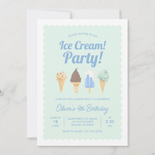 Invitation d'anniversaire de glace à la crème