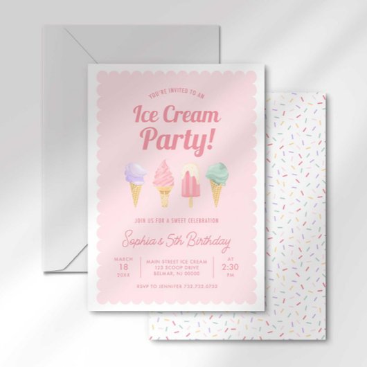 Invitation d'anniversaire de glace à la crème