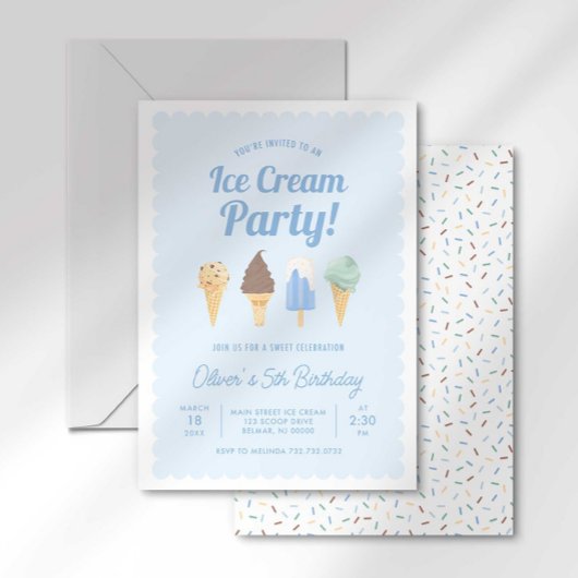 Invitation d'anniversaire de glace à la crème