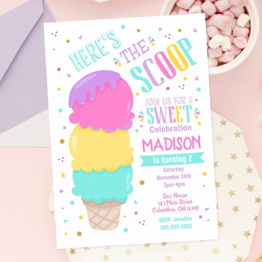 Invitation d'anniversaire de glace Cream Célébrati