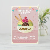 Invitation d'anniversaire de glace Dimanche des d (Debout devant)