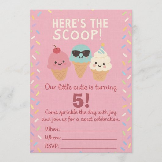 Invitation d'anniversaire de glace « Here’s the Sc (Devant)