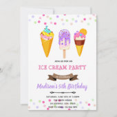 Invitation d'anniversaire de glace mignonne (Devant)