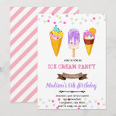 Invitation d'anniversaire de glace mignonne (Devant / Derrière)