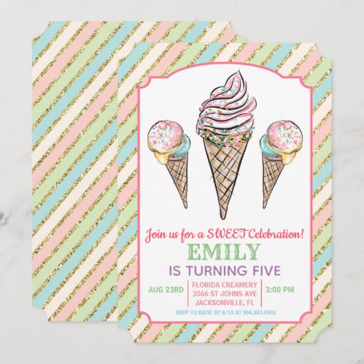 Invitation d'anniversaire de glace pour tout âge (Devant / Derrière)