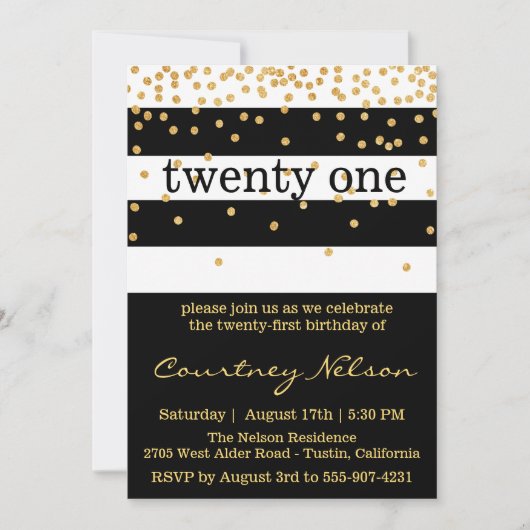 Invitation d'anniversaire de Glam moderne (Devant)