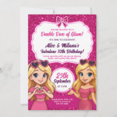 Invitation d'anniversaire de Glam rose pour Twin G (Devant)