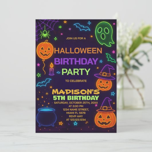 Invitation d'anniversaire de Glow Party (Debout devant)