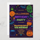 Invitation d'anniversaire de Glow Party (Devant / Derrière)