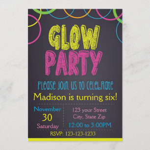 Invitation d'anniversaire de Glow Party