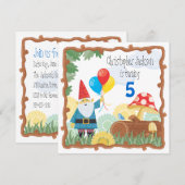 Invitation d'anniversaire de gnome (Devant / Derrière)