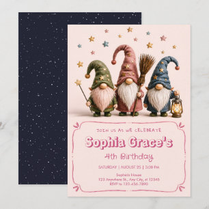 Invitation d'anniversaire de gnome de conte de fée