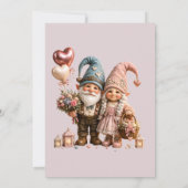 Invitation d'anniversaire de Gnome Rose Fantaisist (Dos)