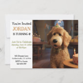 Invitation d'anniversaire de Goldendoodle de style (Devant)