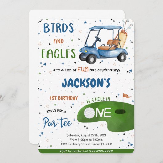 Invitation d'anniversaire de golf (Devant / Derrière)