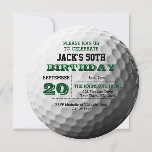 Invitation d'anniversaire de golf (Devant)