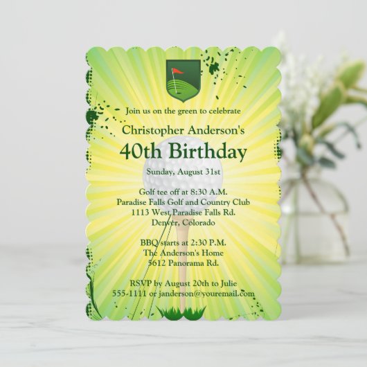 Invitation d'anniversaire de golf. (Debout devant)