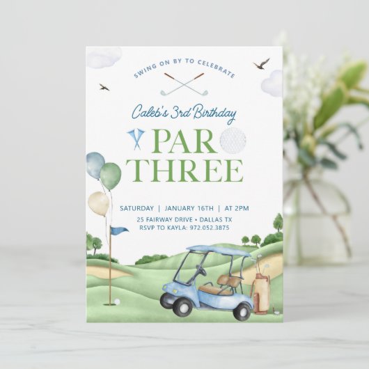 Invitation d'anniversaire de golf, 3e anniversaire (Debout devant)