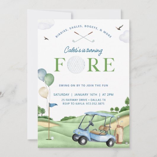 Invitation d'anniversaire de golf, 4e anniversaire (Devant)