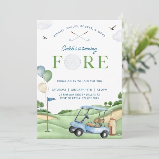 Invitation d'anniversaire de golf, 4e anniversaire (Debout devant)