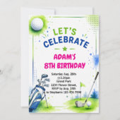 Invitation d'anniversaire de golf aquarelle (Devant)