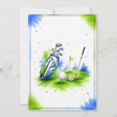 Invitation d'anniversaire de golf aquarelle (Dos)